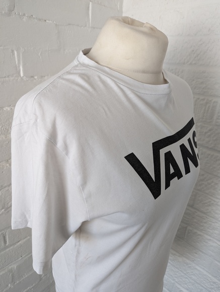 Vans Round Neck Spellout T Shirt - Size L - White - Cotton - P2P 19" - Picture 4 of 7